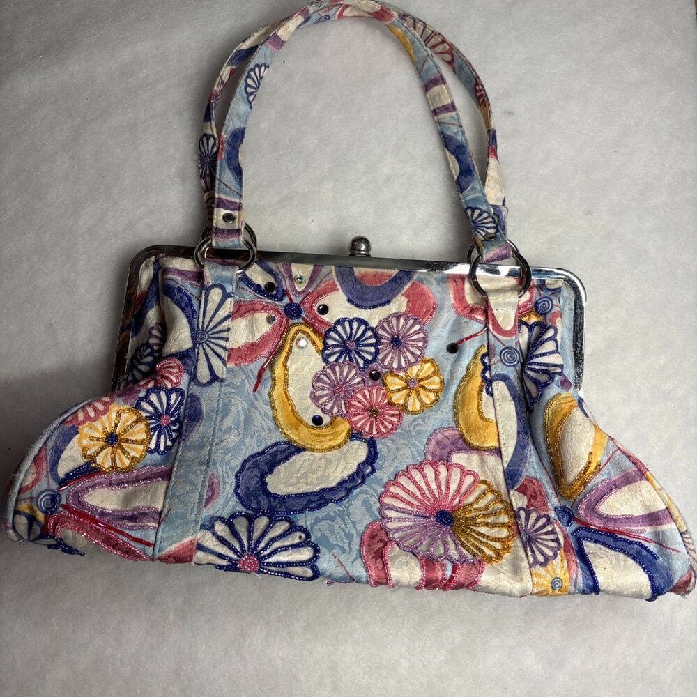 Vintage Far Nine Doctor’s Bag Novelty Purse Colorful Floral Beaded Whimsy